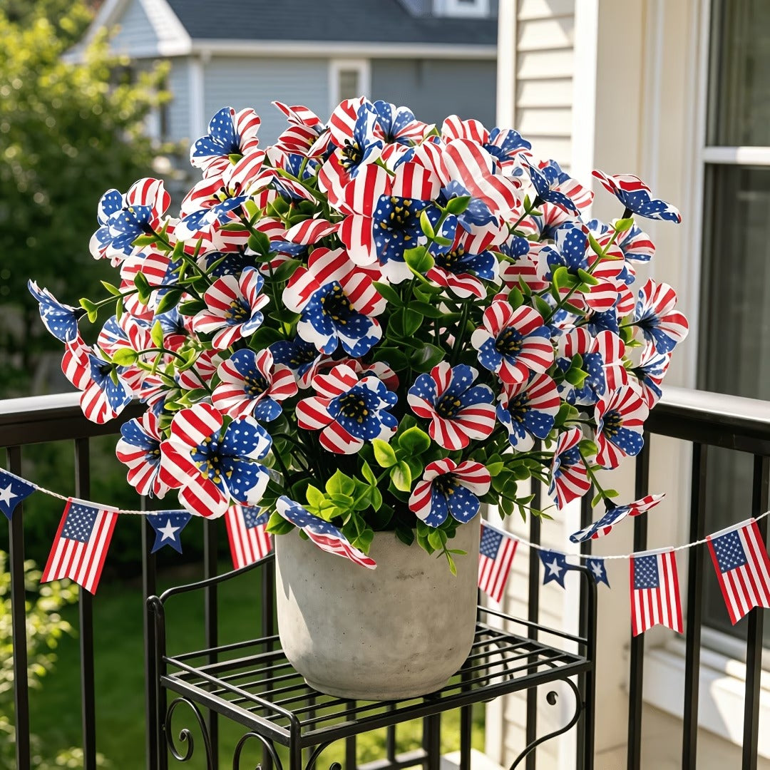 American Flag Faux Flower Bouquet - 12 Pcs