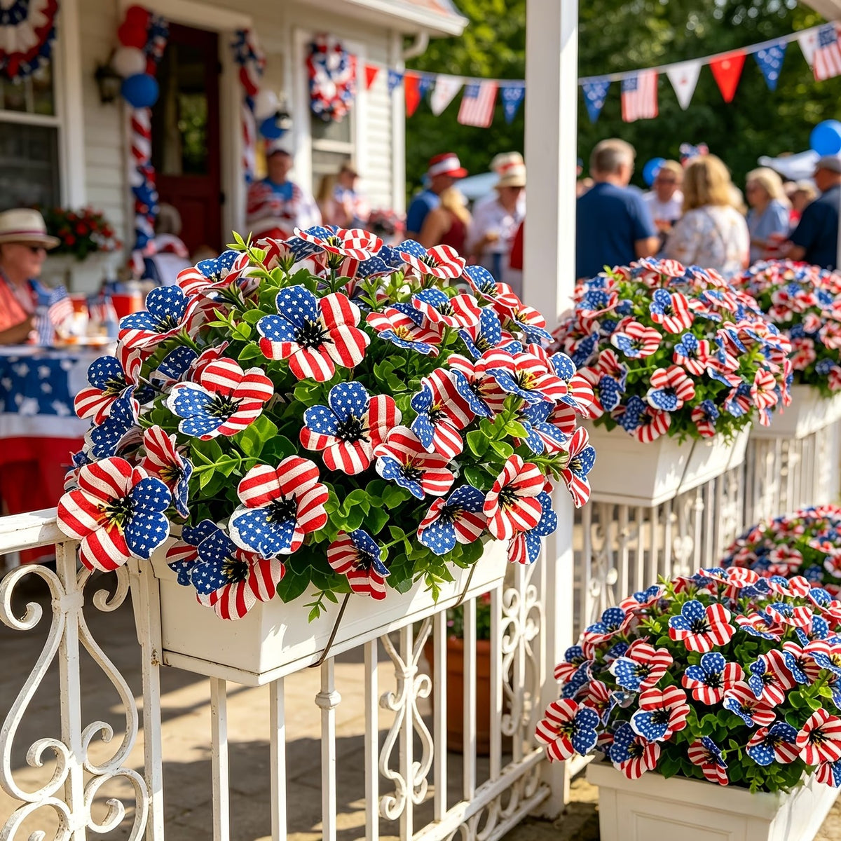 American Flag Faux Flower Bouquet - 12 Pcs