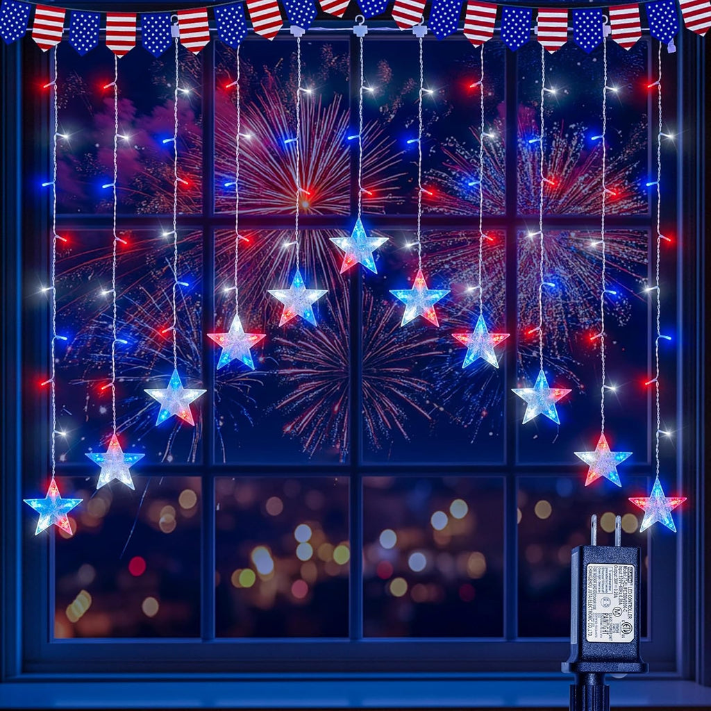 4th of July Patriotic Star Icicle Lights