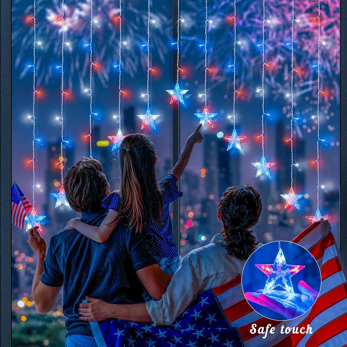 4th of July Patriotic Star Icicle Lights