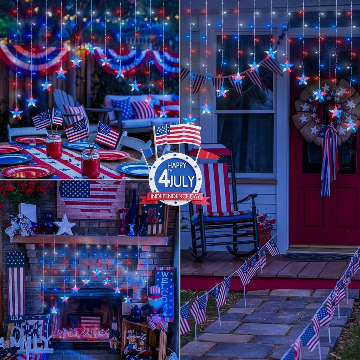4th of July Patriotic Star Icicle Lights