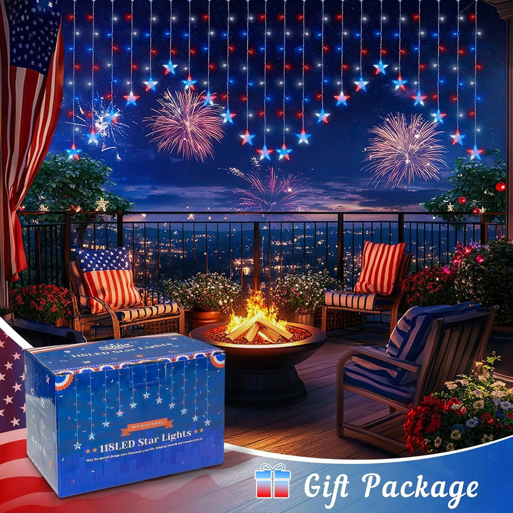 4th of July Patriotic Star Icicle Lights